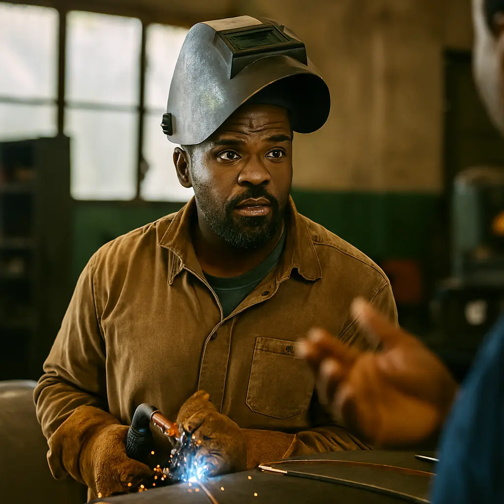A welder working on a project